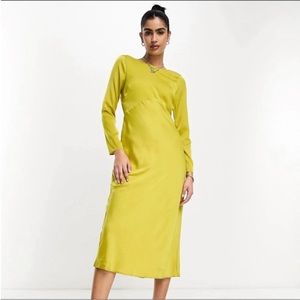 ASOS design satin long sleeve maxi dress with drawstring back